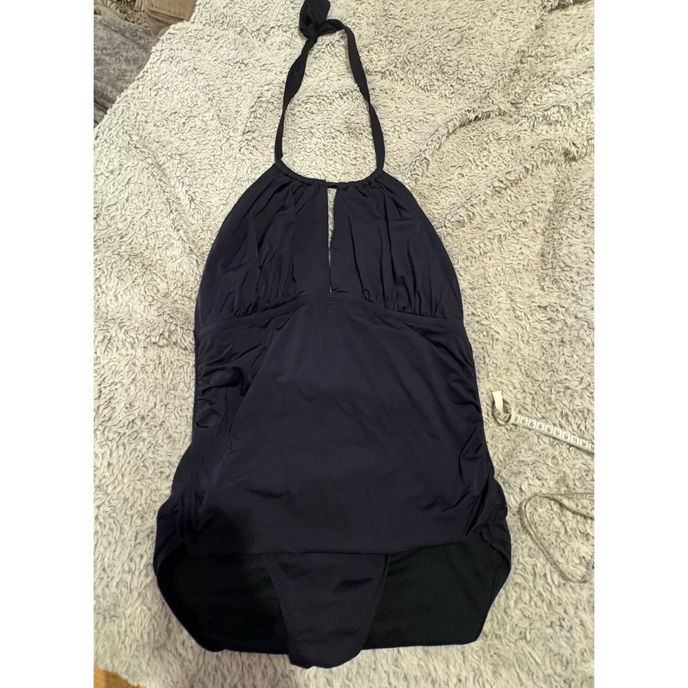 Kenneth Cole Reaction One Piece Swimsuit Women  L Black Excellent Halter‎ Neck